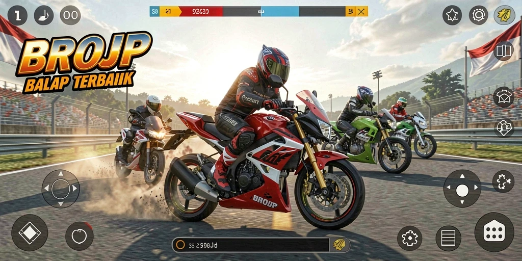 Gameplay mendebarkan dalam balap motor cepat.