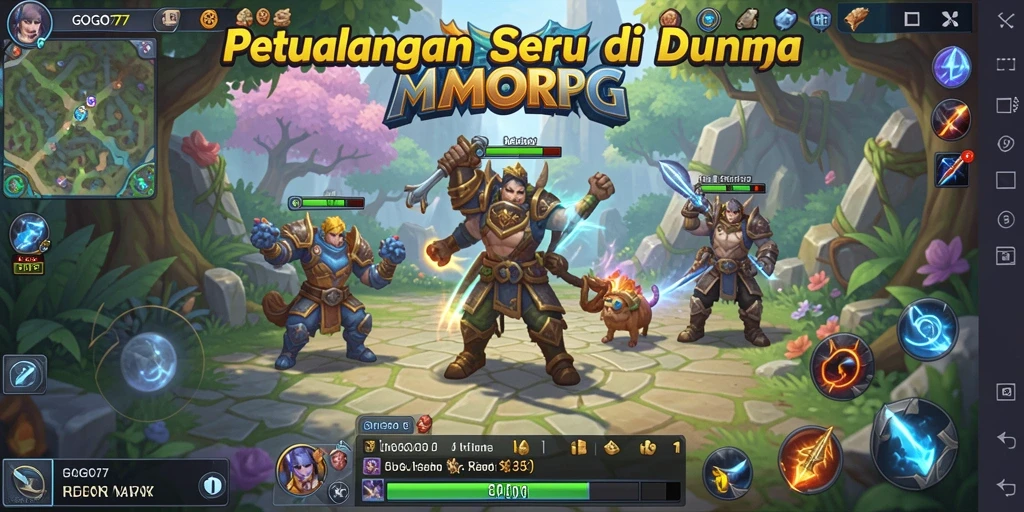 Tampilan gameplay GOGO77 dengan karakter dan dunia yang epik.