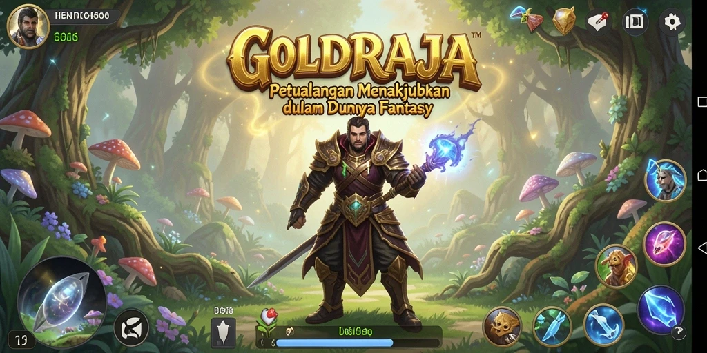 Tampilan gameplay <strong>GOLDRAJA</strong> yang penuh aksi dan petualangan mendebarkan.