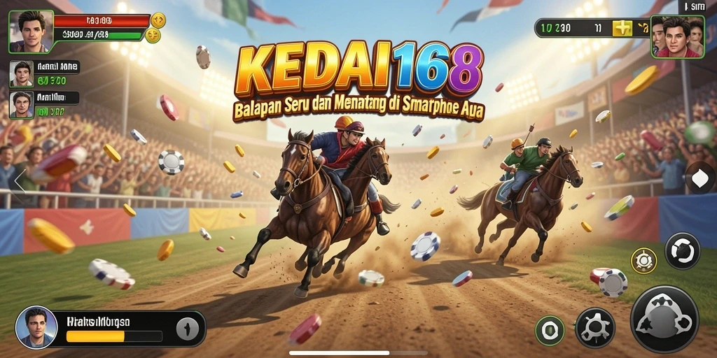 Tampilan gameplay KEDAI168 dengan aksi balapan yang mendebarkan.