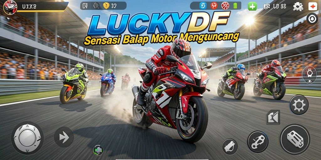 Tampilan seru gameplay balap motor di LUCKYDF.