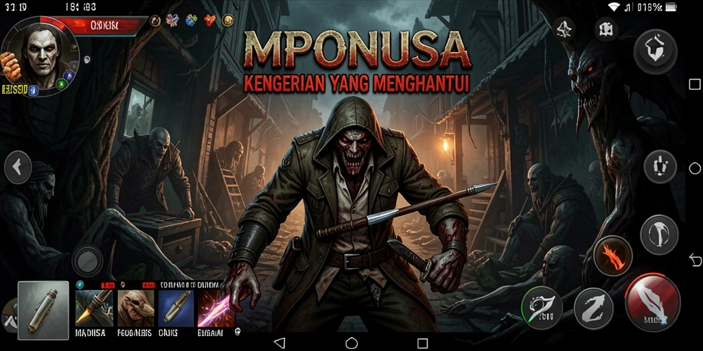 Tampilan gameplay MPONUSA yang penuh ketegangan dan kengerian.