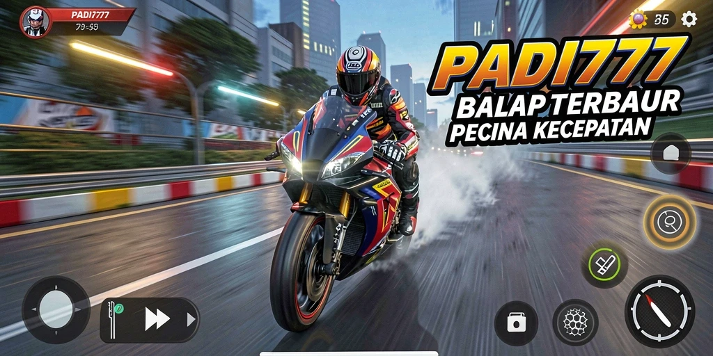 Tampilan gameplay PADI777 dengan aksi balap motor yang intens.