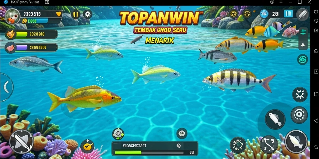 Tangkapan layar gameplay TOPANWIN dengan aksi menembak ikan yang seru.