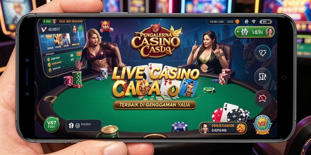 Screenshot utama dari <strong>V87</strong> menampilkan dealer profesional dan meja permainan Live Casino.