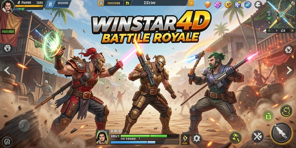 Gambaran gameplay seru dalam WINSTAR4D di medan pertempuran Battle Royale.